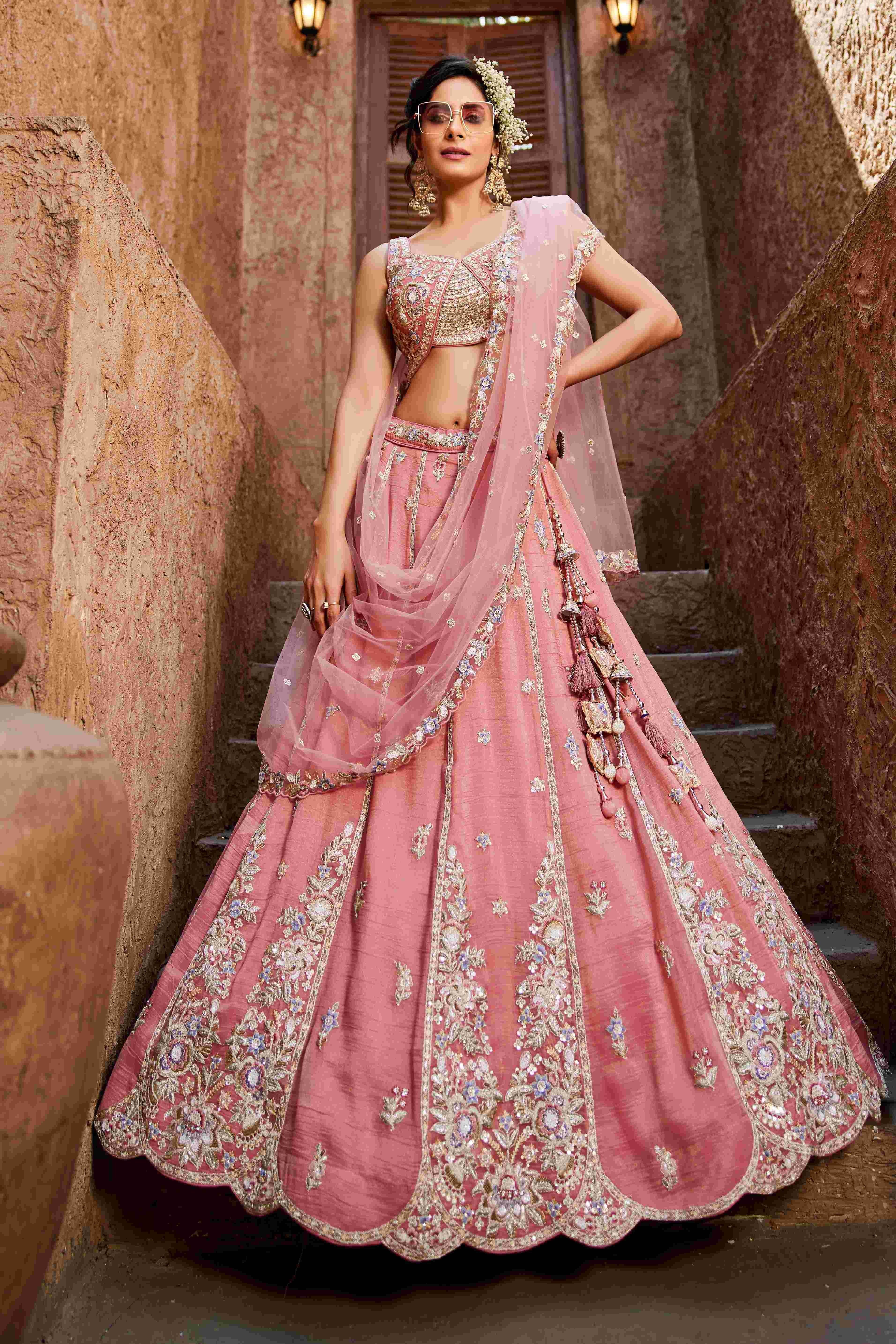Tissue Designer Bridal Lehenga with Elegant Embroidery - MYLUXURY LANE ENTERPRISE